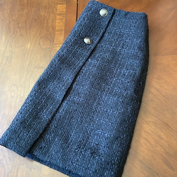 BNWT Loft Black Tweed Button Wrap Skirt size 4 fully lined - Picture 10 of 10